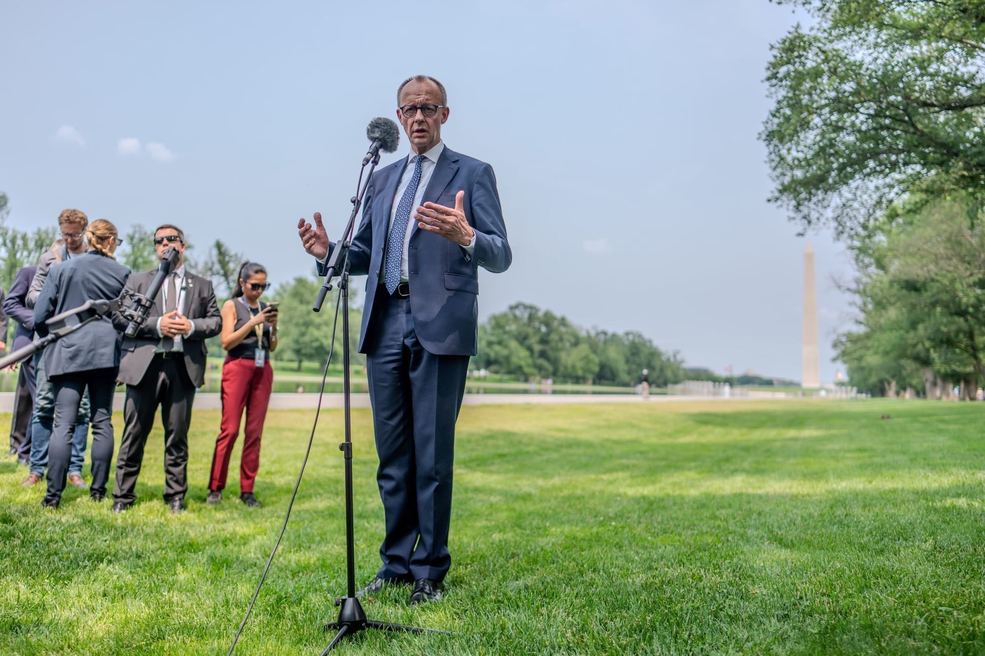 Kanzler Friedrich Merz nach seinem Treffen mit US-Präsident Trump.